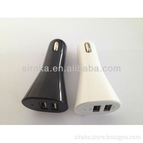 Hot selling 5V 2.1A Universal Dual USB in car charger adapter with customized colors for smart phones